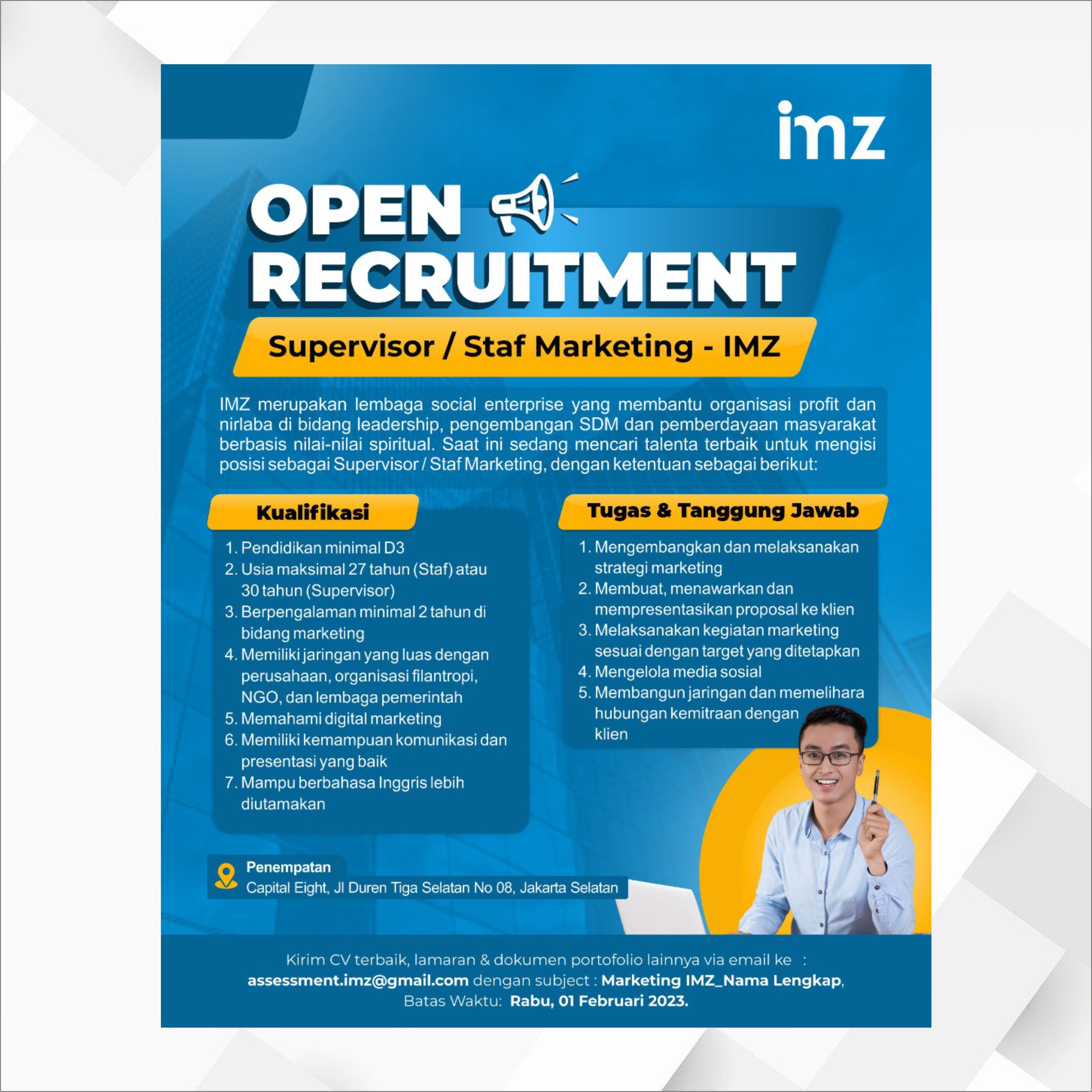 Open Recruitment Supervisor / Staf Marketing IMZ